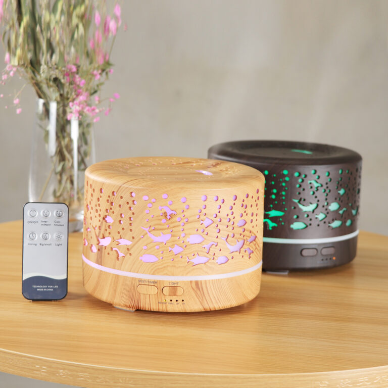 zlifearoma ultrasonic wood grain aroma diffuser with 7 color LED lights