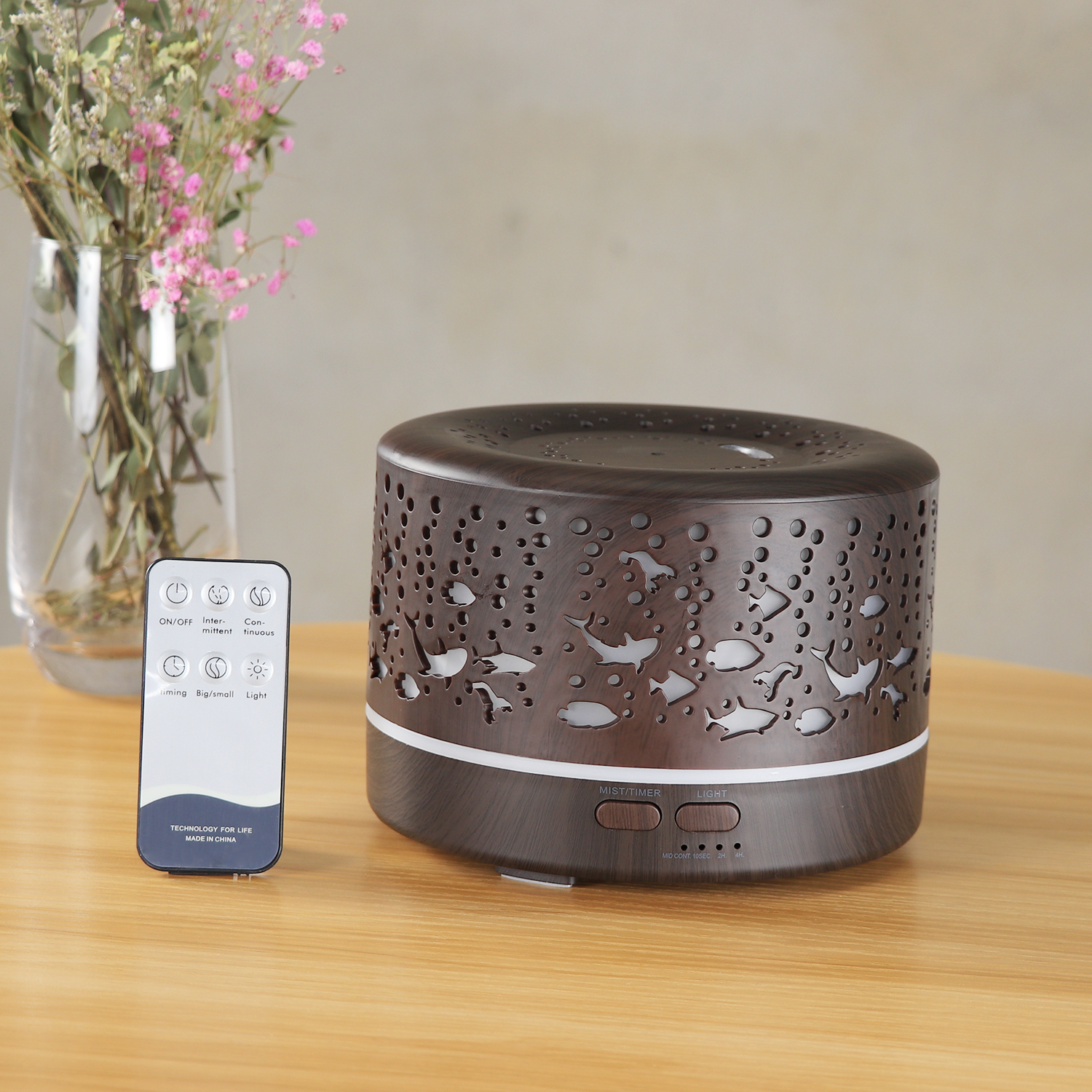 zlifearoma ultrasonic wood grain aroma diffuser with 7 color LED lights